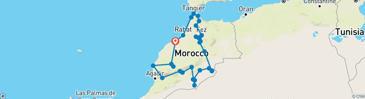 Map of Morocco's Grand Voyage: A Month of  Exploration