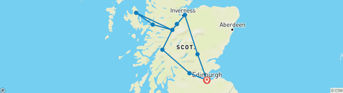 Map of Loch Ness & Isle of Skye