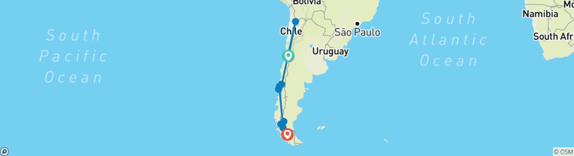 Carte du circuit Le Chili authentique