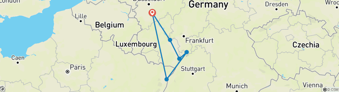 Map of Rhine Christmas Strasbourg 2024 (12 destinations)