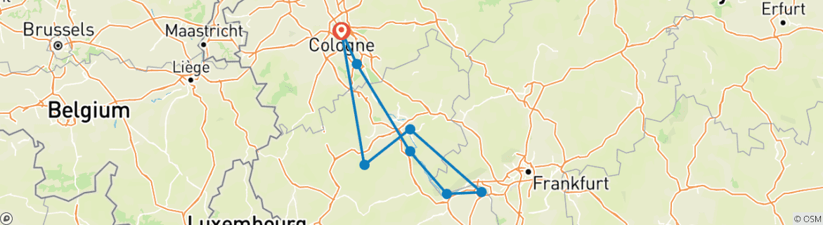 Image d'une carte montrant l'itinéraire du circuit