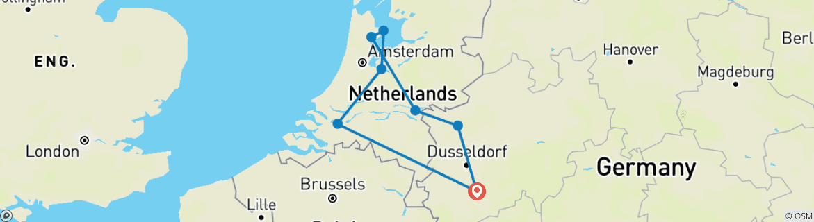 Foto van een kaart met de route van de rondreis