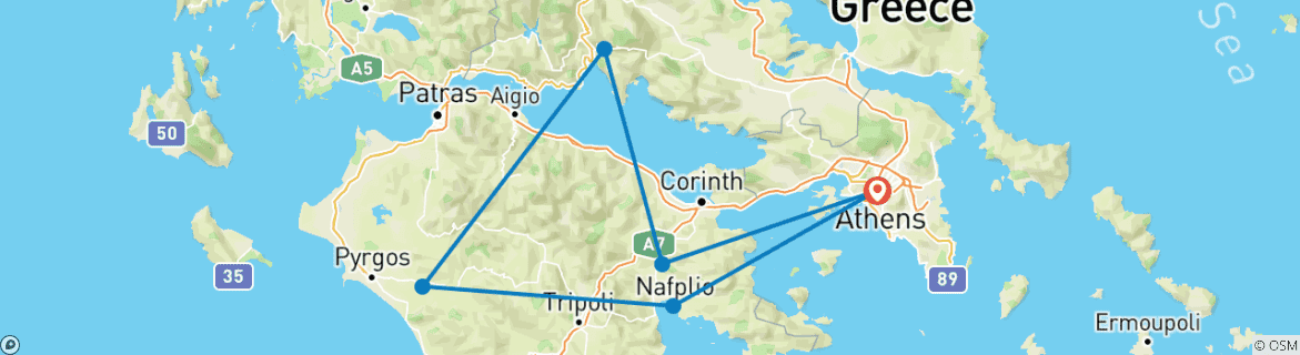 Carte du circuit Circuit classique de 7 jours en autotour en Grèce