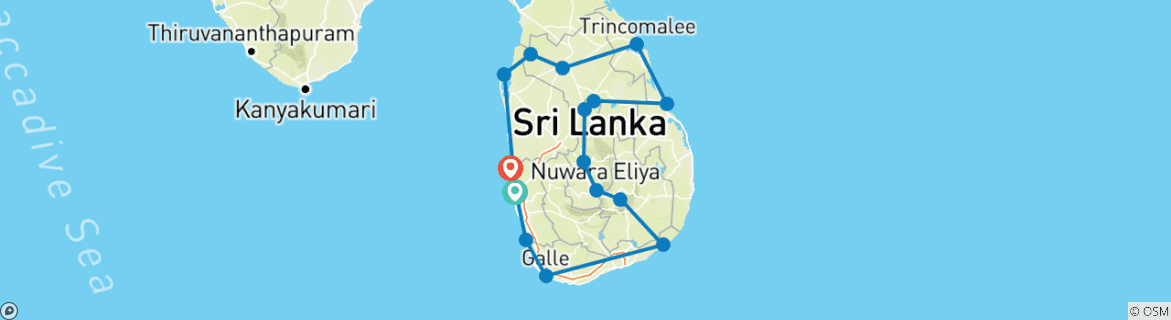 Carte du circuit Excursion sur la côte est : Aventure et Expédition au Sri Lanka