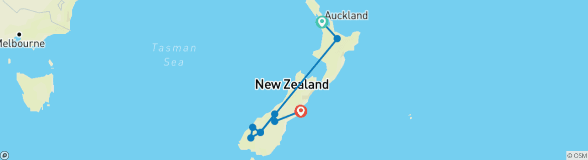 Map of New Zealand Express - 10 days