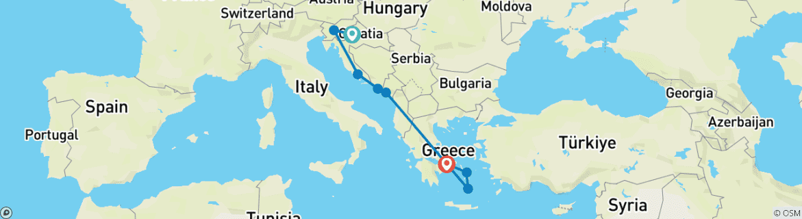 Foto van een kaart met de route van de rondreis