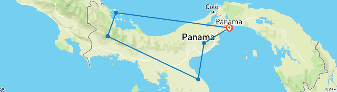 Carte du circuit Points forts du Panama