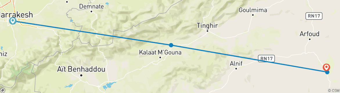 Foto van een kaart met de route van de rondreis