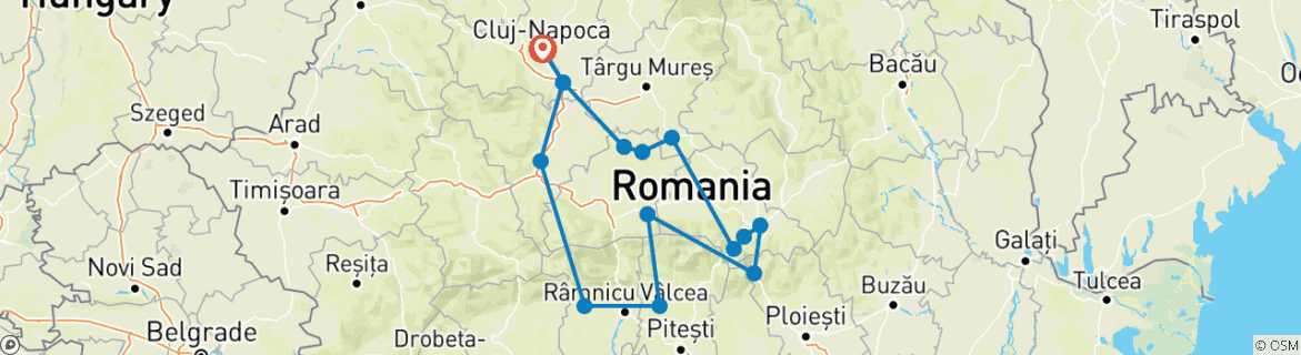 Map of Best of Transylvania Motorcycle Tour