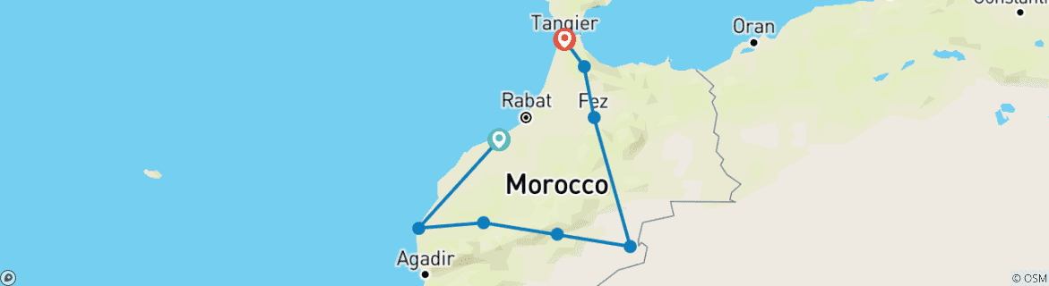 Image d'une carte montrant l'itinéraire du circuit