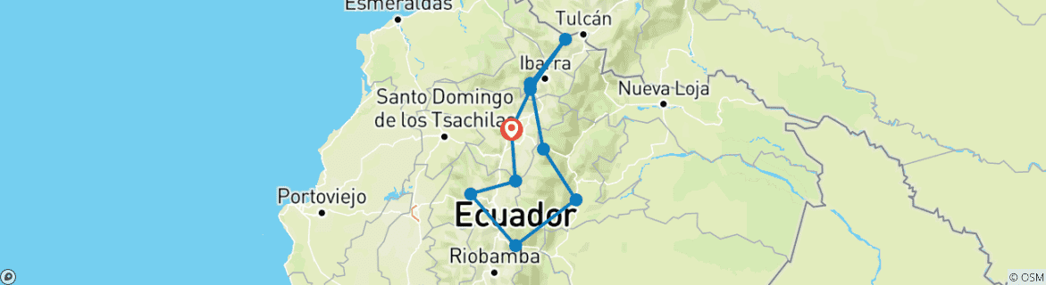 Map of 12 Days Andean Adventure: Traversing Ecuador's Icons and Hidden Gems