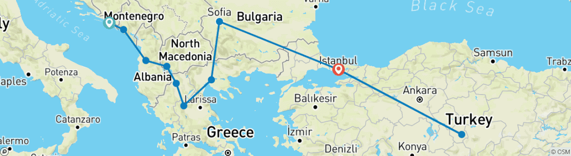 Map of A Luxe Expedition from Dubrovnik to Istanbul & Cappadocia 3FLIGHTS INCLUDED