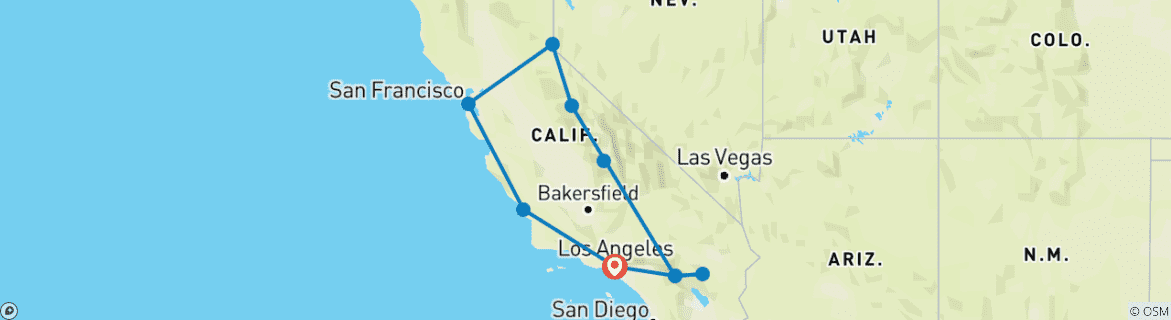 Map of California Road Trip West Coast Wonders & Golden Cities