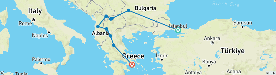 Karte mit der Reiseroute