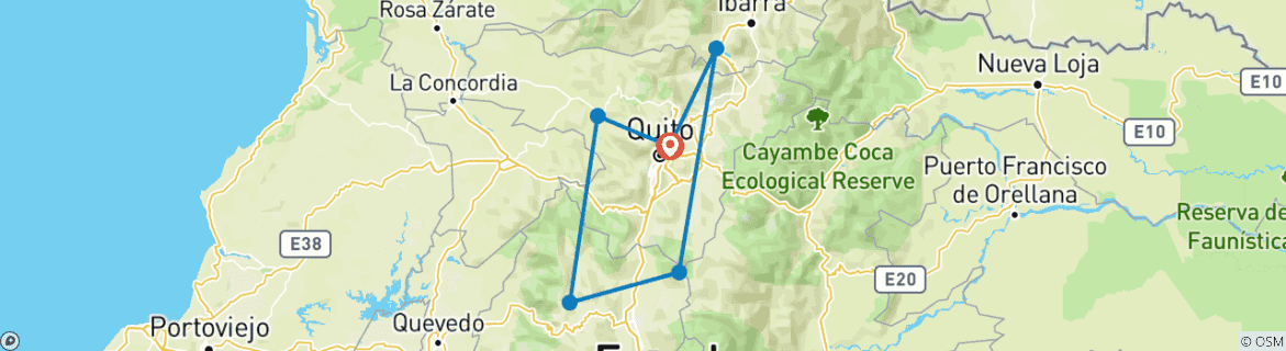 Map of 7 Days Adventure In The Ecuadorian Andes (Shared Trip)