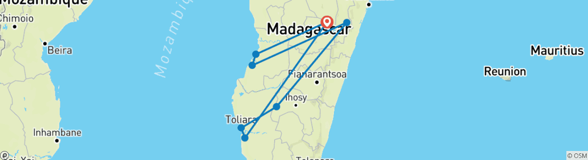 Karte von Madagaskar: Wunder des Ostens, des Westens und des Südens