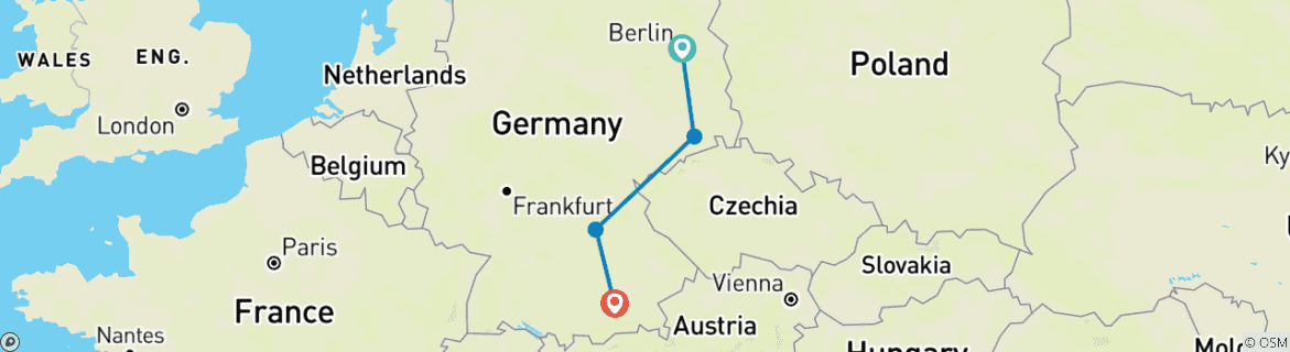 Map of Adventurous 10 Days Trip To Germany