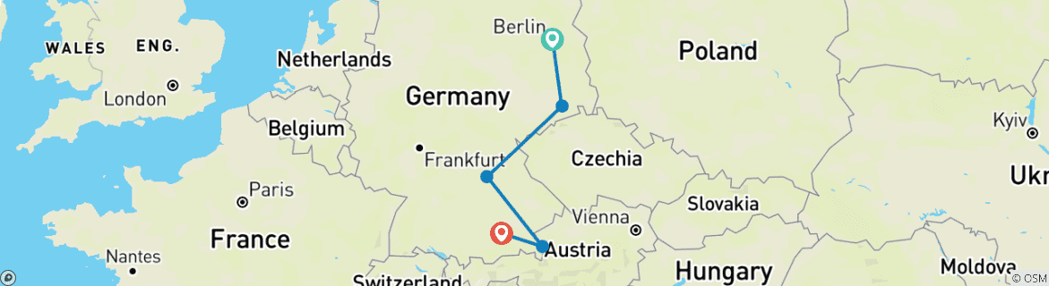 Carte du circuit Voyage aventureux de 10 jours en Allemagne