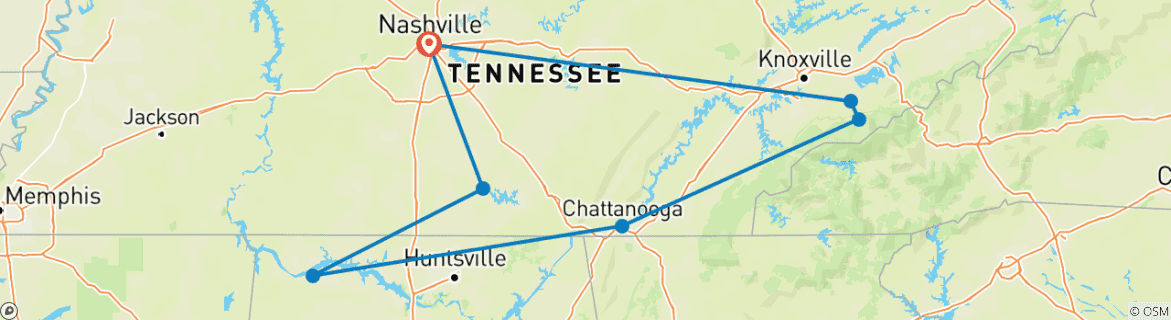 Map of Mountains, Moonshine & Music City