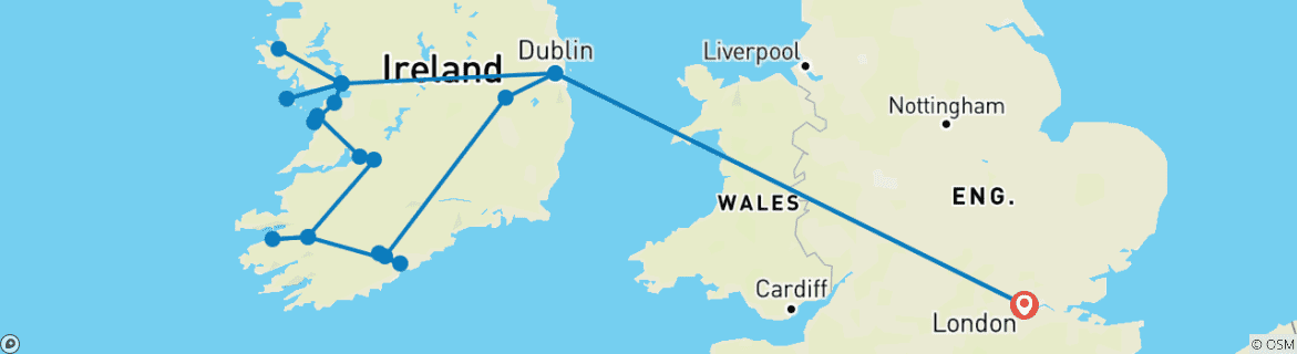 Map of London - Dublin & The Royal Atlantic