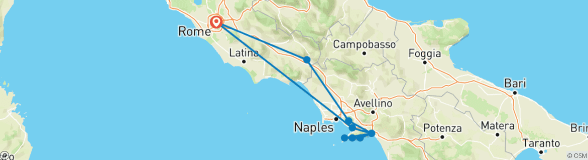 Map of 3 Day Summits & Shores: Vesuvius, Pompeii & Amalfi Small-Group Tour from Rome