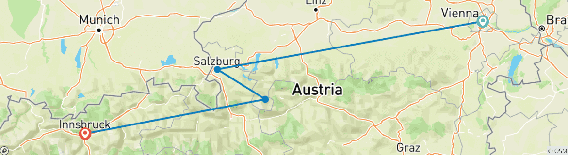 Map of Austria in a Week (Best of Vienna, Salzburg and Innsbruck)