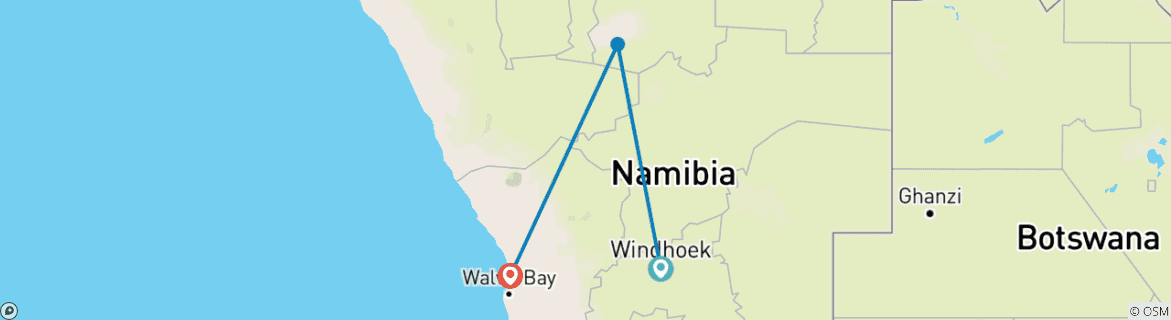 Map of 3 Day Etosha Express Lodge Safari  * DEPARTING THURSDAY