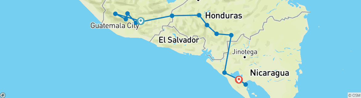 Karte mit der Reiseroute