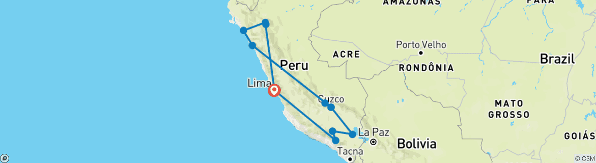 Image d'une carte montrant l'itinéraire du circuit