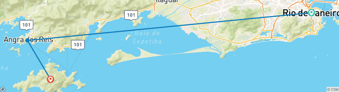 Map of Rio +Angra and Ilha Grande day tour (5 Days)