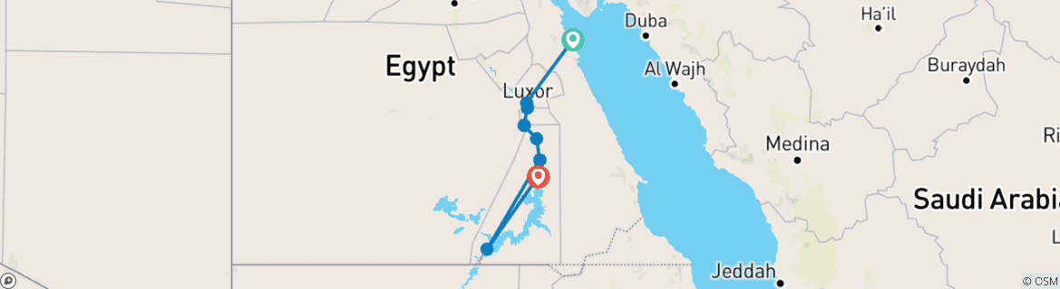 Image d'une carte montrant l'itinéraire du circuit