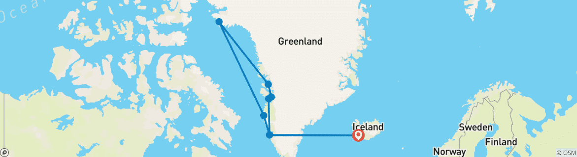 Mapa de Gran Groenlandia - Más al norte hasta Thule y la cuenca de Kane