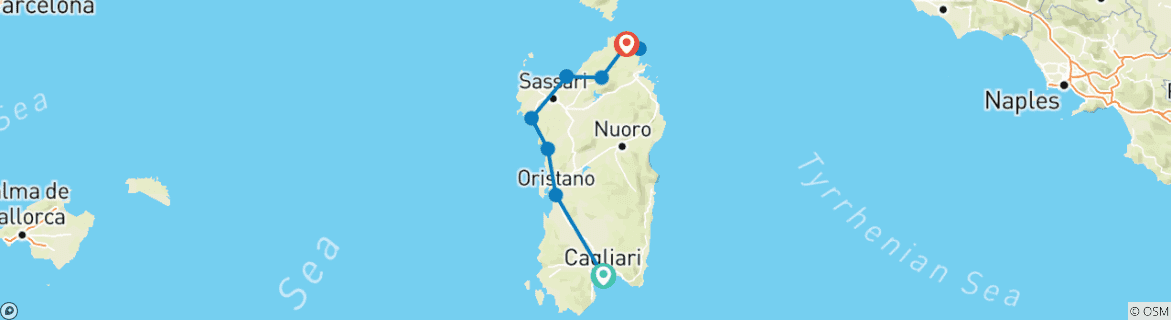 Map of Best Journey of Sardinia - 7 Days