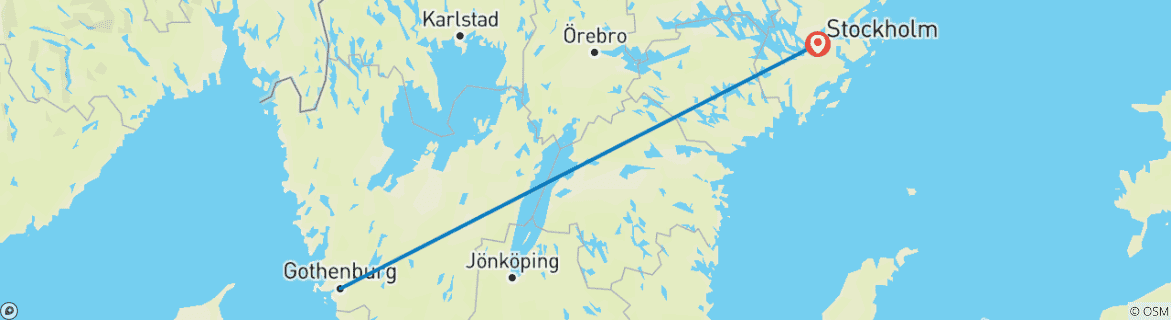 Map of Gothenburg & Stockholm Citybreak