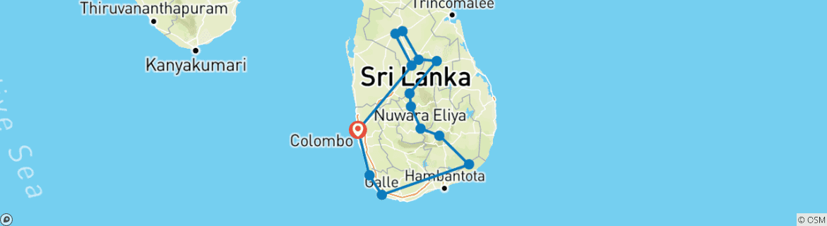 Karte von Sri Lanka Abenteuer