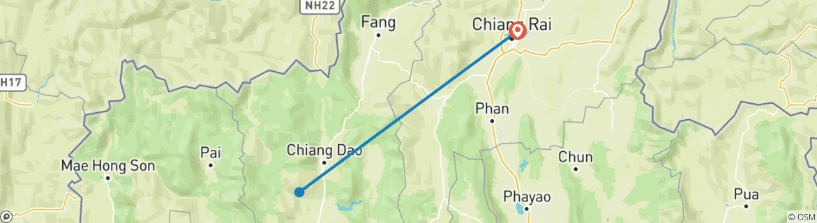 Image d'une carte montrant l'itinéraire du circuit