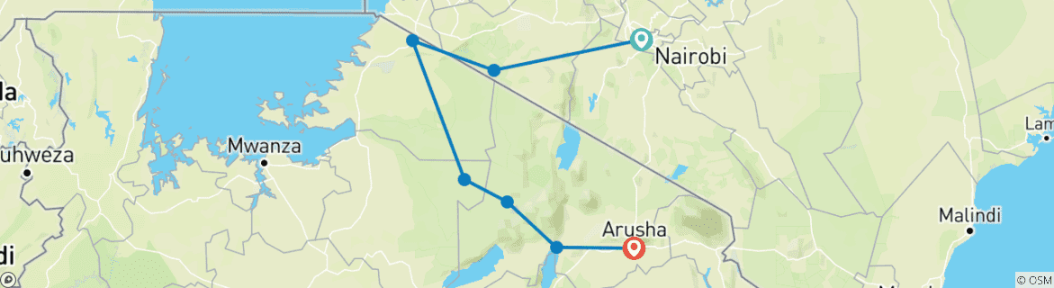 Image d'une carte montrant l'itinéraire du circuit