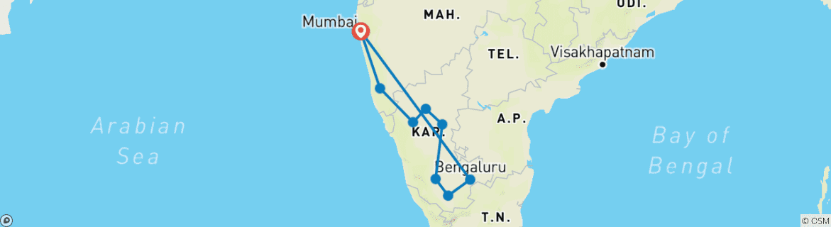 Map of THE TEMPLES AND RUINS OF MEDIEVAL SOUTH INDIA