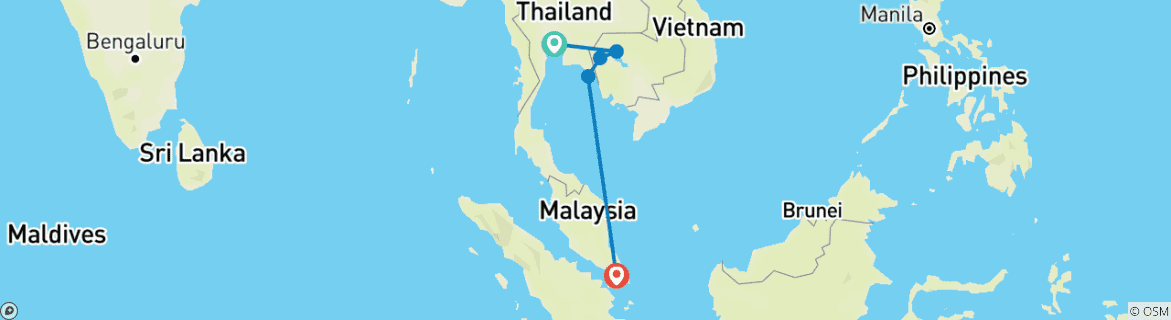 Map of Adventure Asia: Thailand, Cambodia & Singapore (including Battambang)