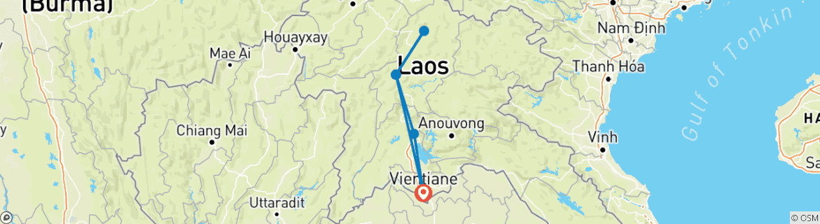 Map of Laos Intense: Gentle Giants & Local Life