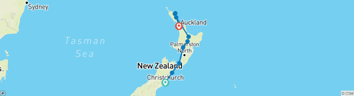 Image d'une carte montrant l'itinéraire du circuit