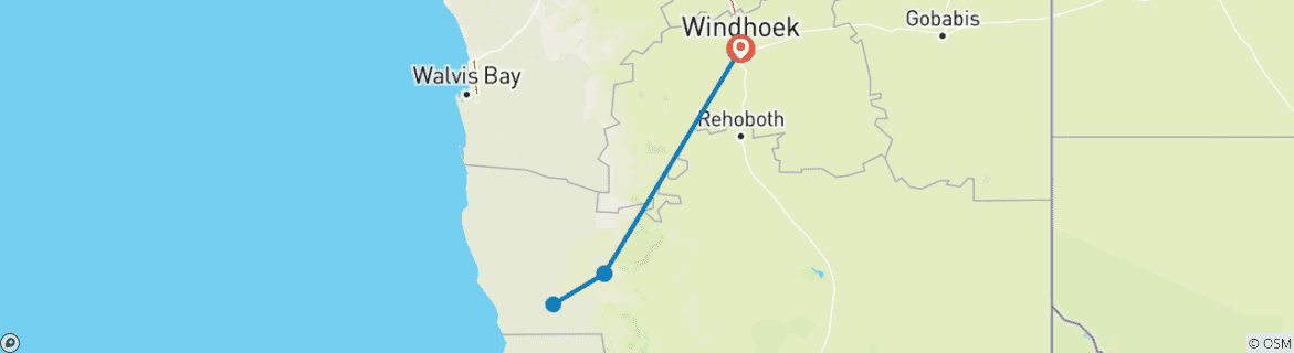 Kaart van 3 dagen Sossusvlei Budget Camping (Windhoek –Windhoek)