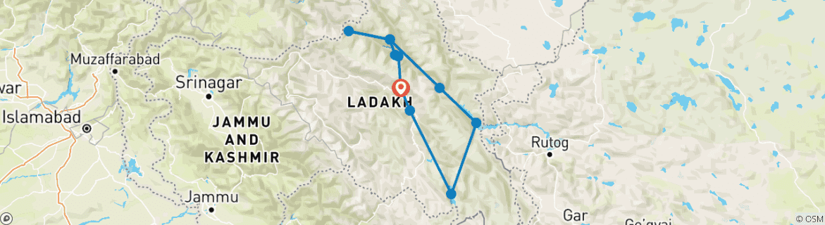Karte von Geführte Leh Ladakh Tour mit TSO Moriri See