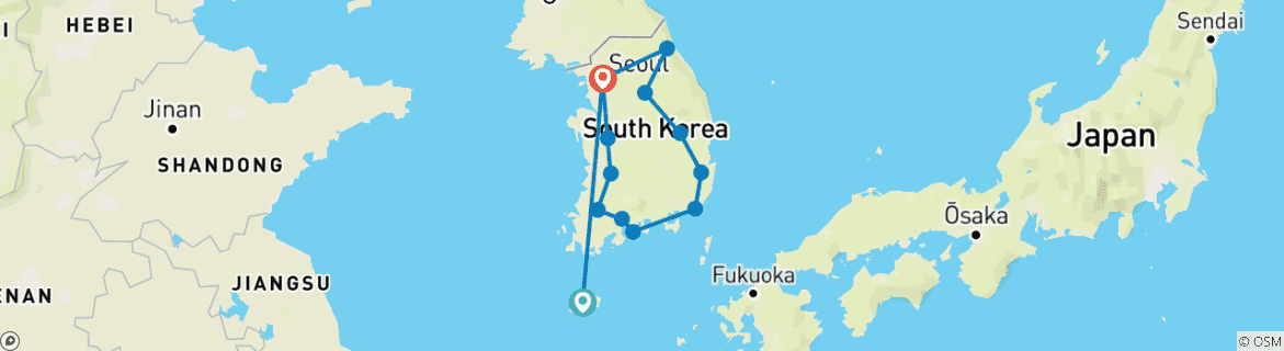 Map of 【South Korea】13 Days Jeju , Seoul and Busan Package