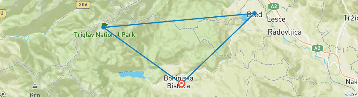 Image d'une carte montrant l'itinéraire du circuit