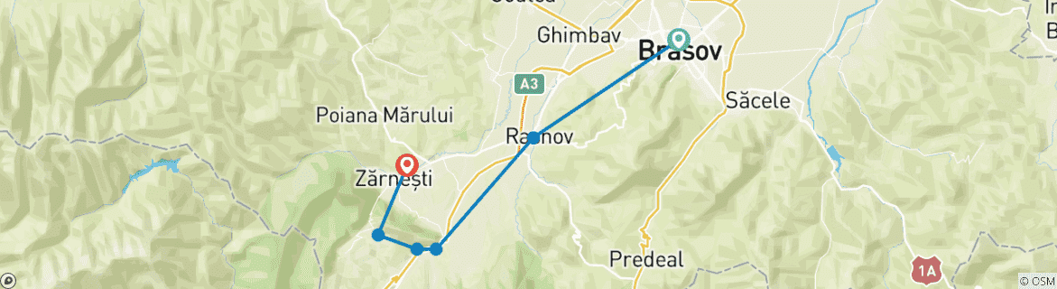 Karte mit der Reiseroute