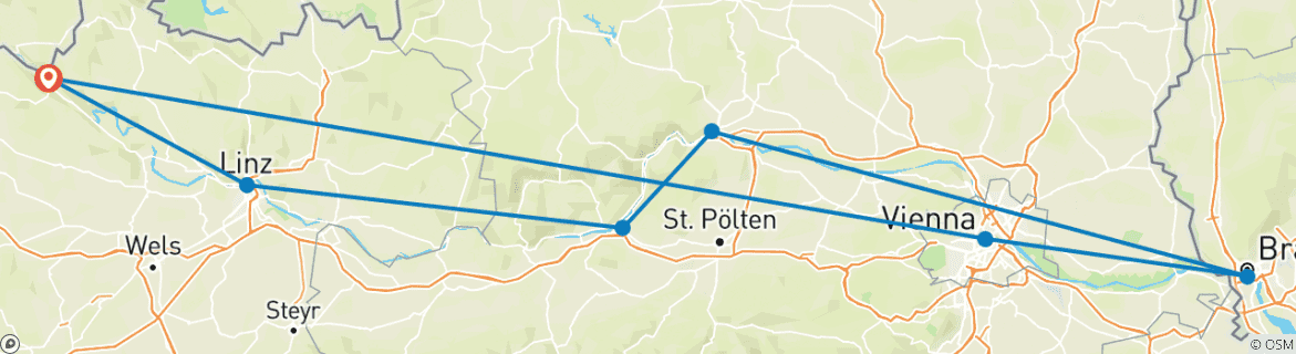 Image d'une carte montrant l'itinéraire du circuit