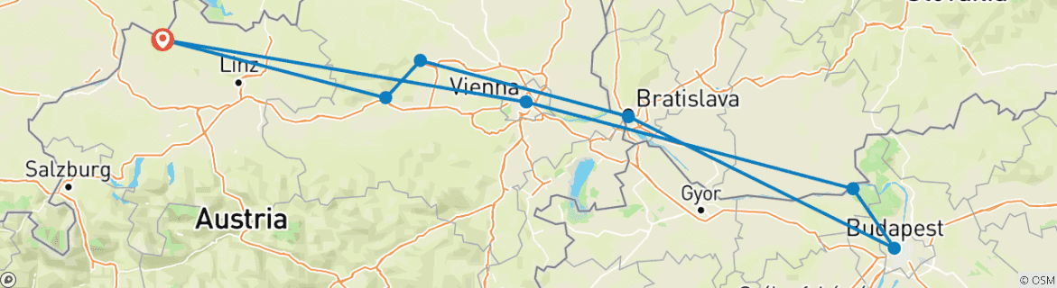 Image d'une carte montrant l'itinéraire du circuit