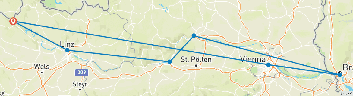Image d'une carte montrant l'itinéraire du circuit