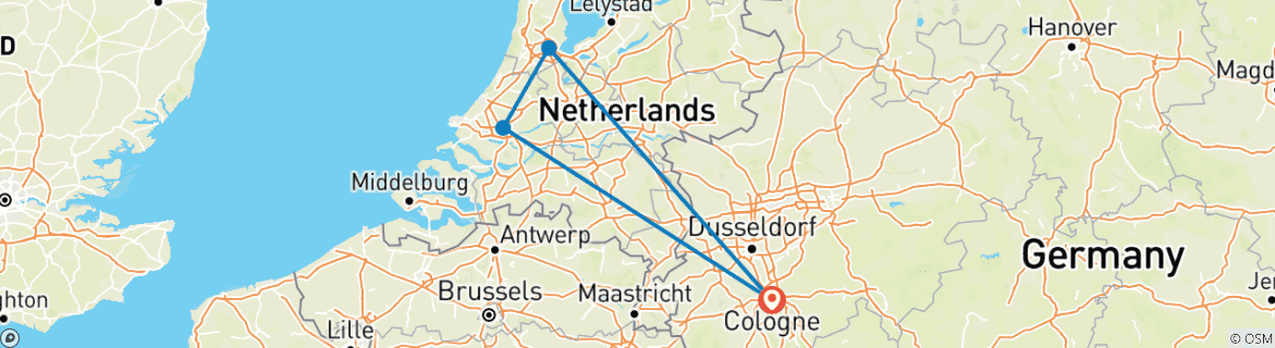 Map of Rhine Mini Cruise Netherlands 2025 (8 destinations)